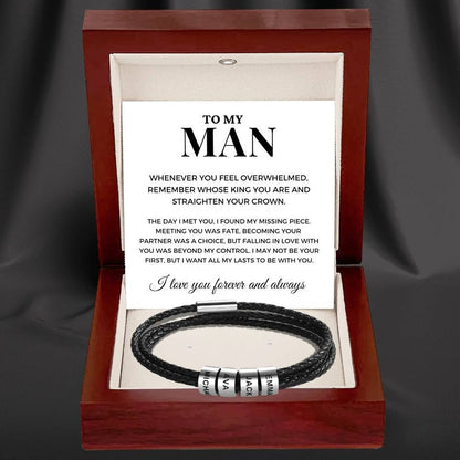 To My Man – Inner Circle Timeless Bracelet with Engraved Name Beads