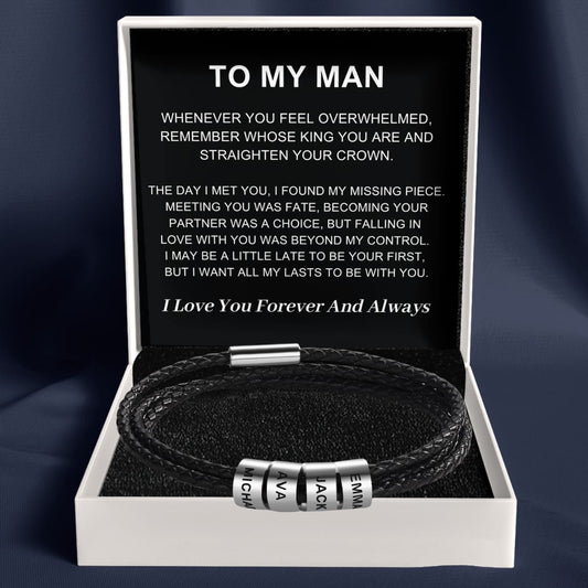 To My Man – Inner Circle Timeless Bracelet with Engraved Name Beads