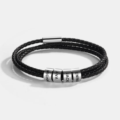 Best Dad In The World - Inner Circle Timeless Bracelet with Engraved Name Beads