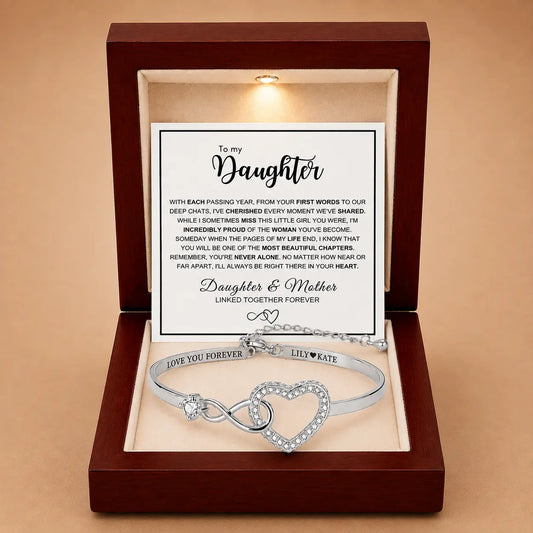 To My Daughter – Infinity Heart Name Bracelet