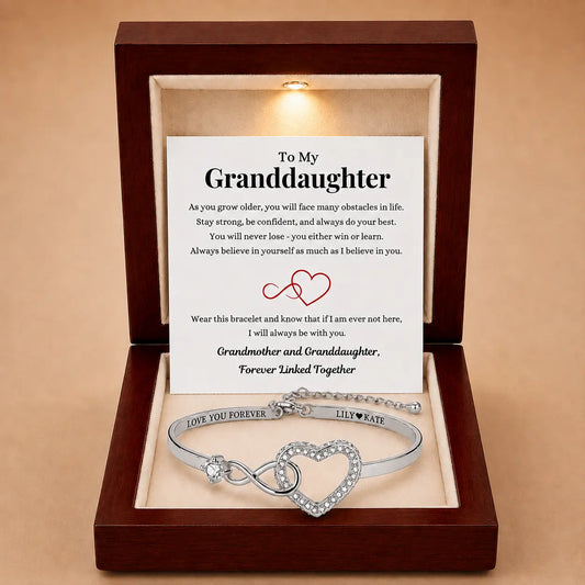 To My Granddaughter – Infinity Heart Name Bracelet