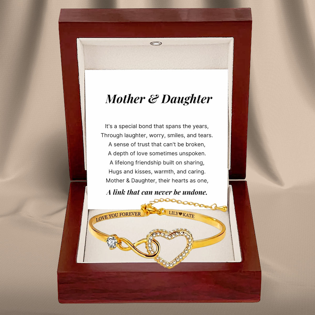 Mother Daughter – Infinity Heart Name Bracelet