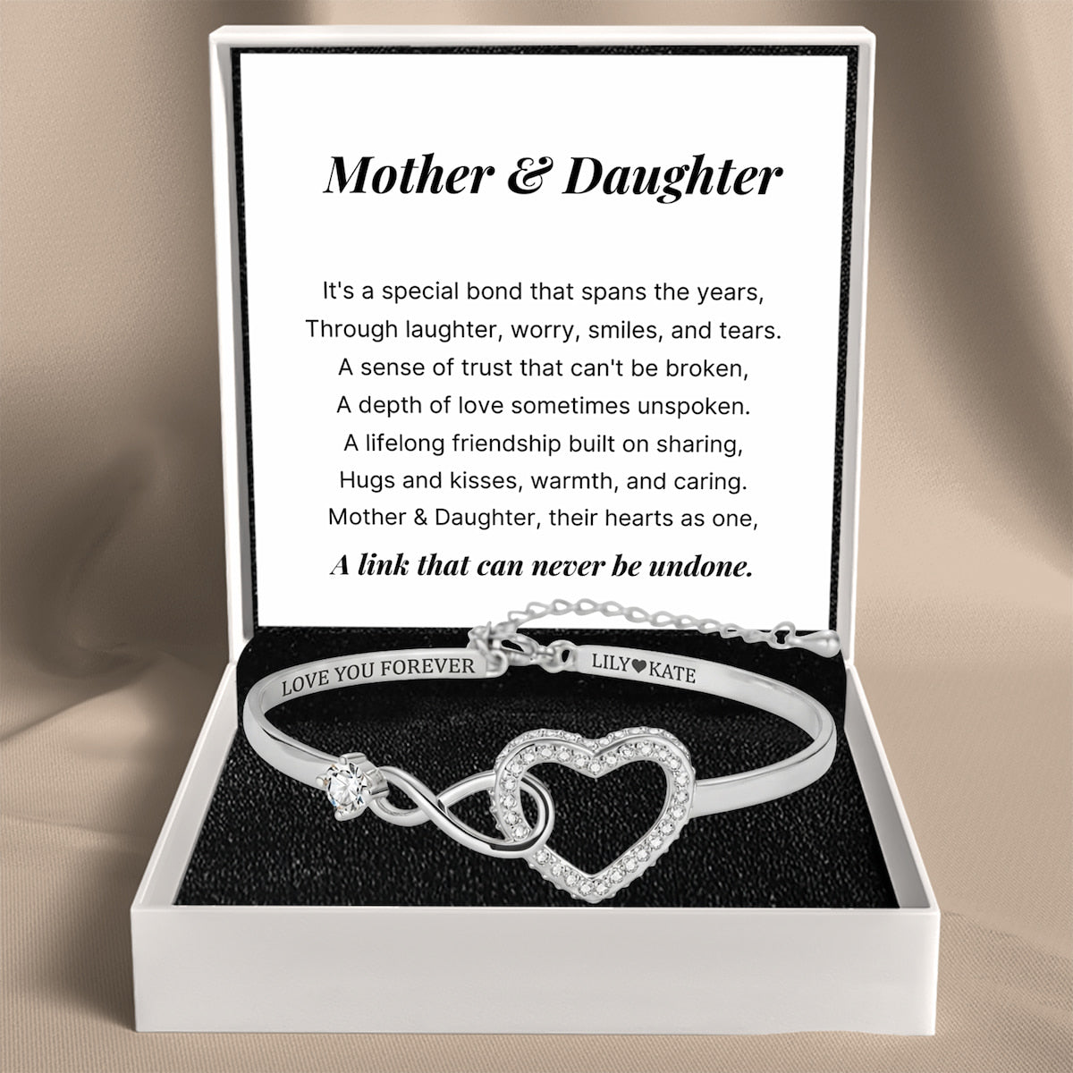 Mother Daughter – Infinity Heart Name Bracelet