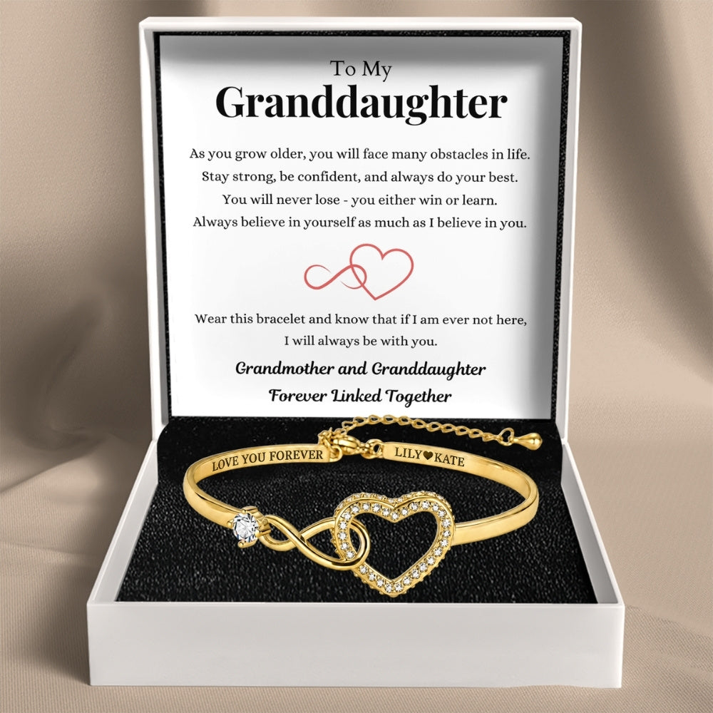 To My Granddaughter – Infinity Heart Name Bracelet