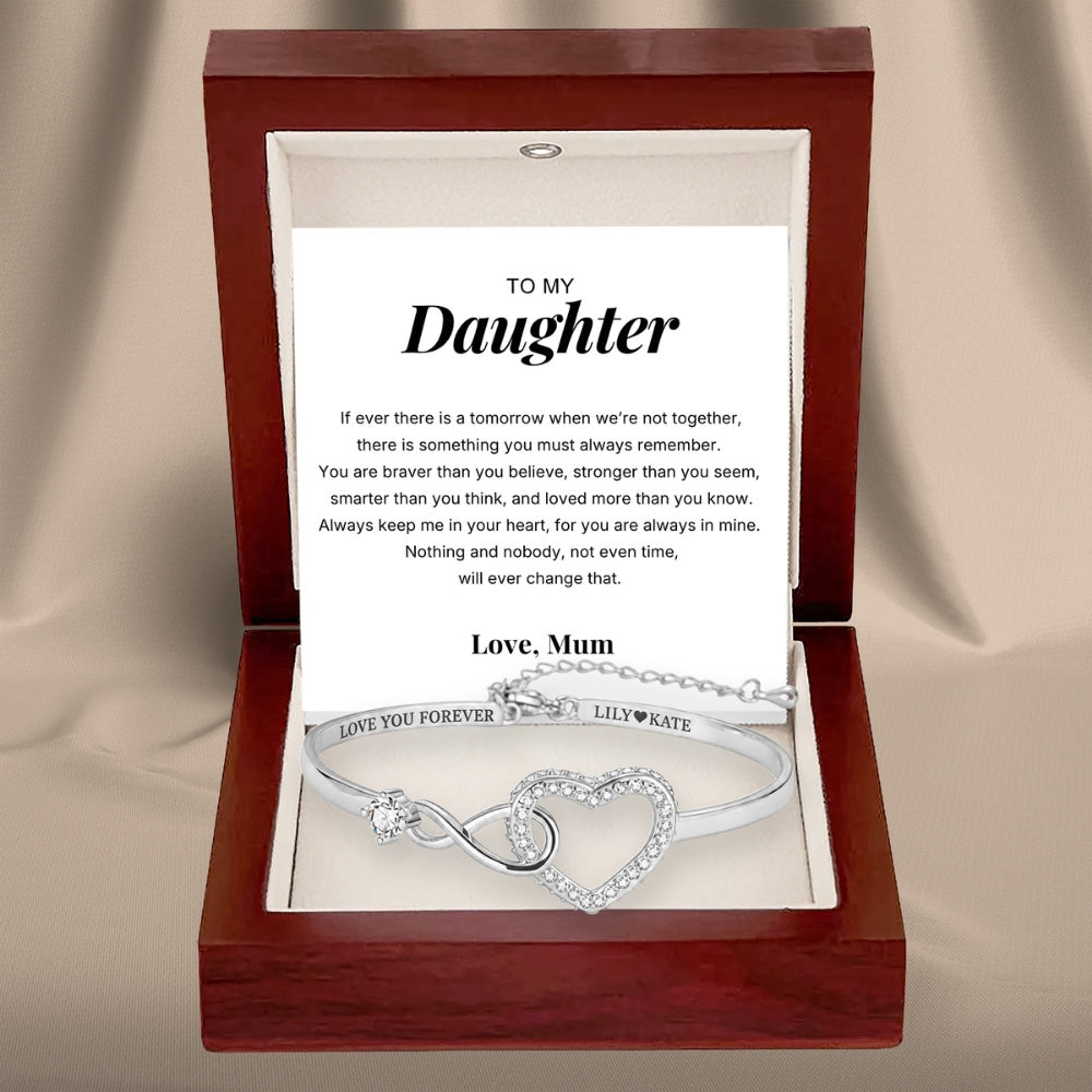 To My Daughter – Infinity Heart Name Bracelet