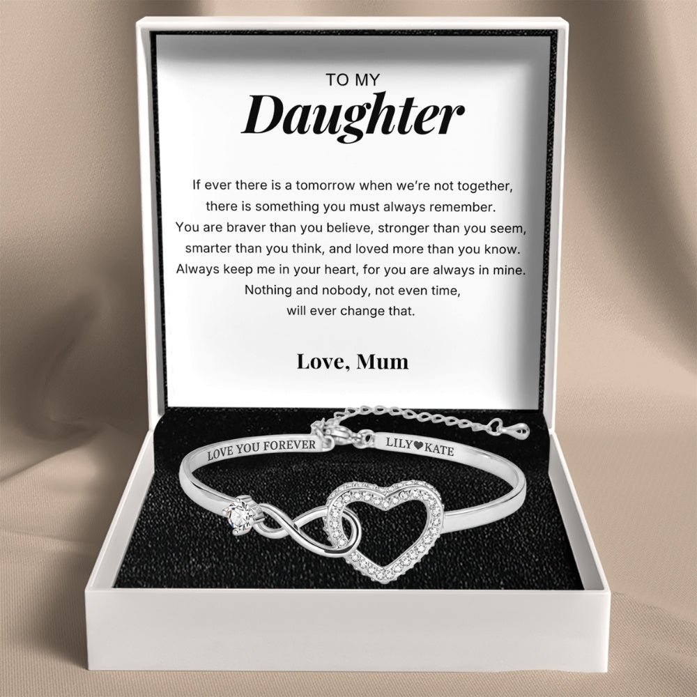 To My Daughter – Infinity Heart Name Bracelet