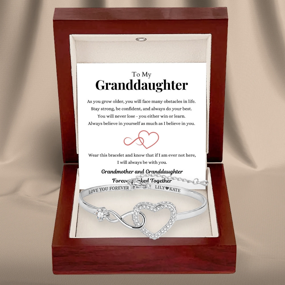 To My Granddaughter – Infinity Heart Name Bracelet