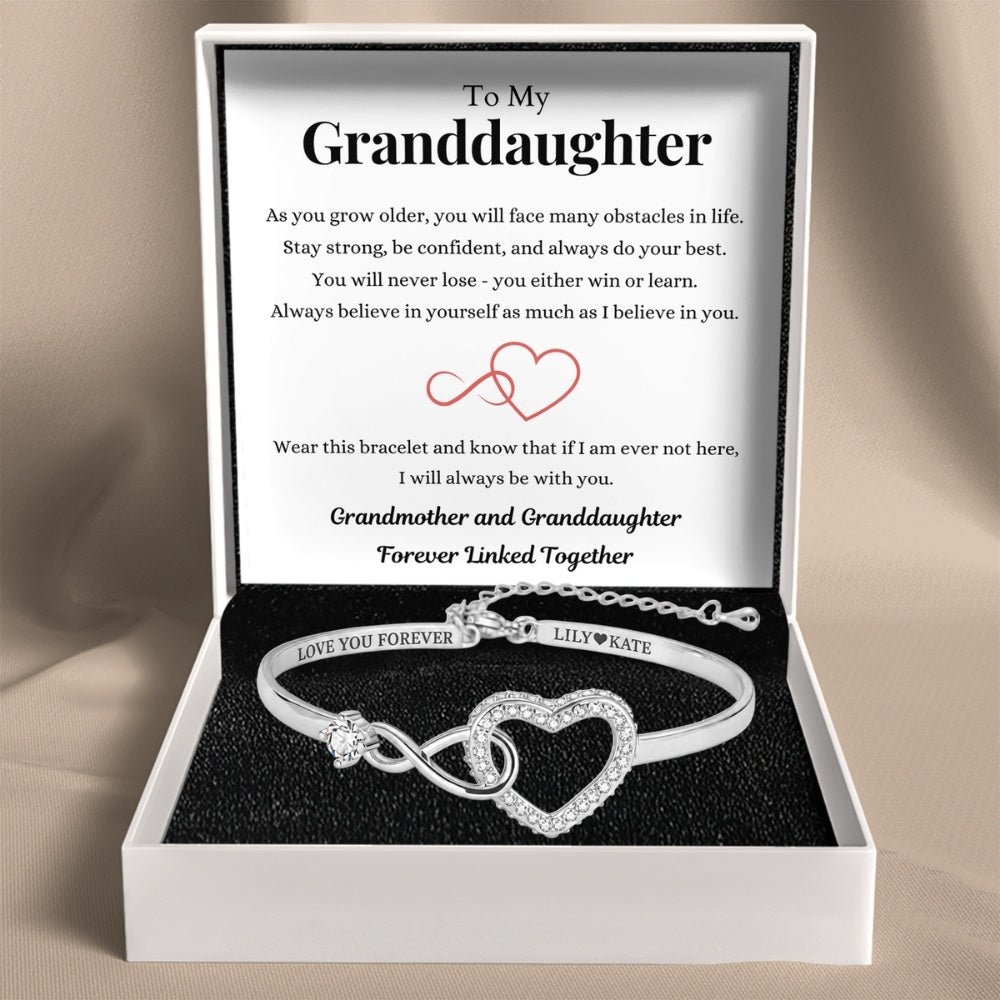 To My Granddaughter – Infinity Heart Name Bracelet