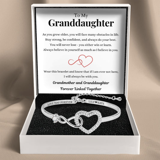 To My Granddaughter – Infinity Heart Name Bracelet