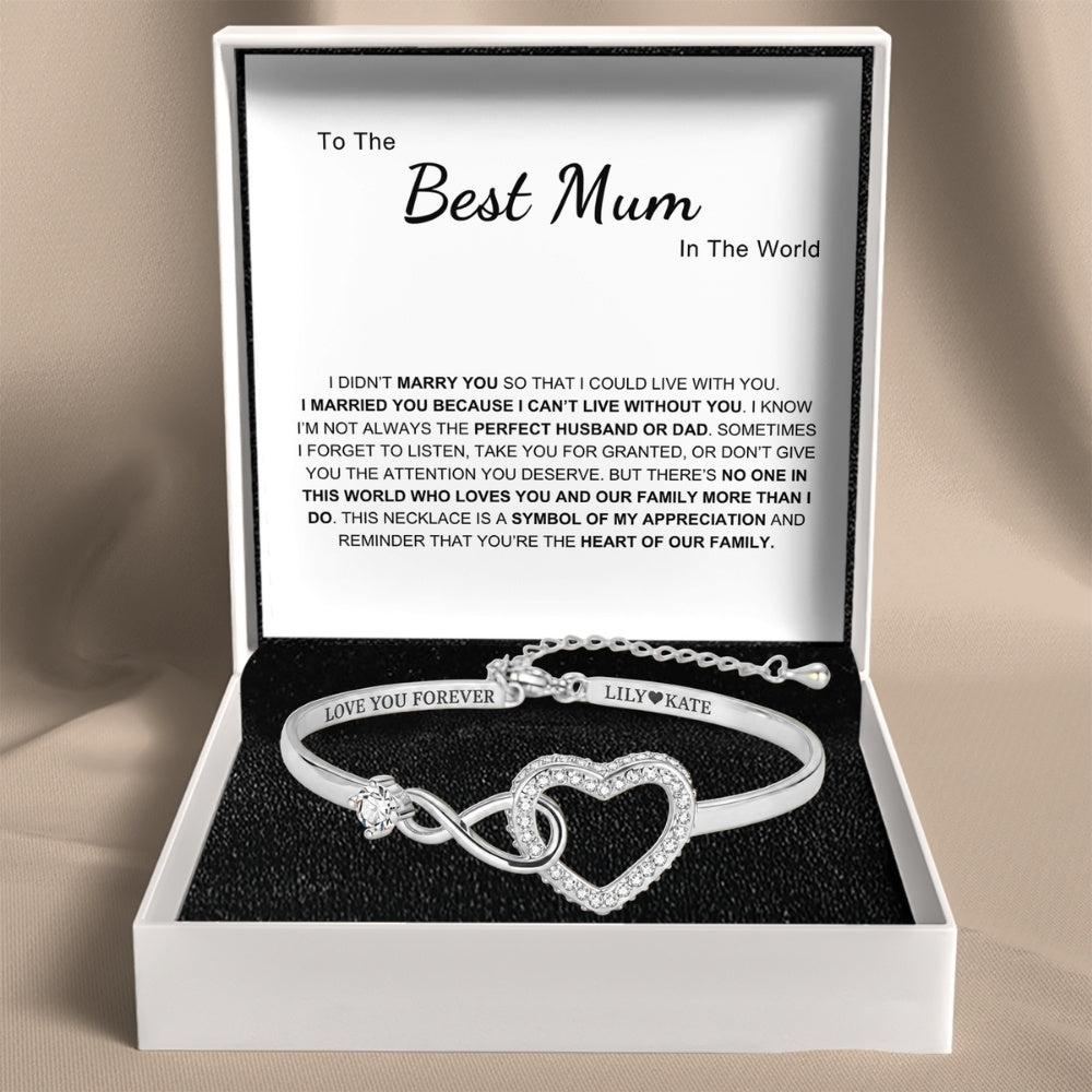 To My Wife – Infinity Heart Name Bracelet