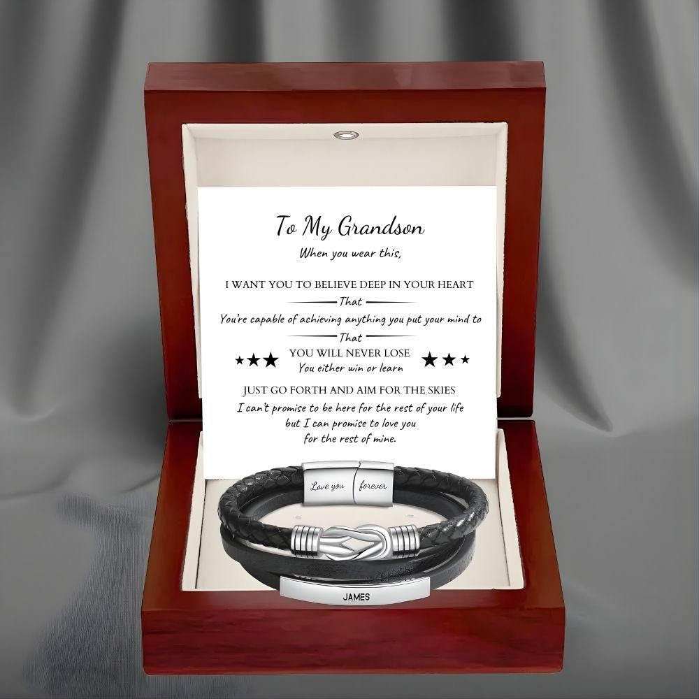 To My Grandson – Infinite Love Personalised Bar Bracelet