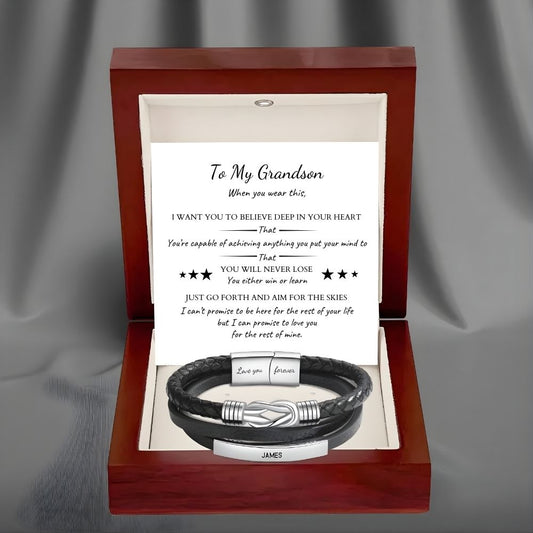 To My Grandson – Infinite Love Personalised Bar Bracelet