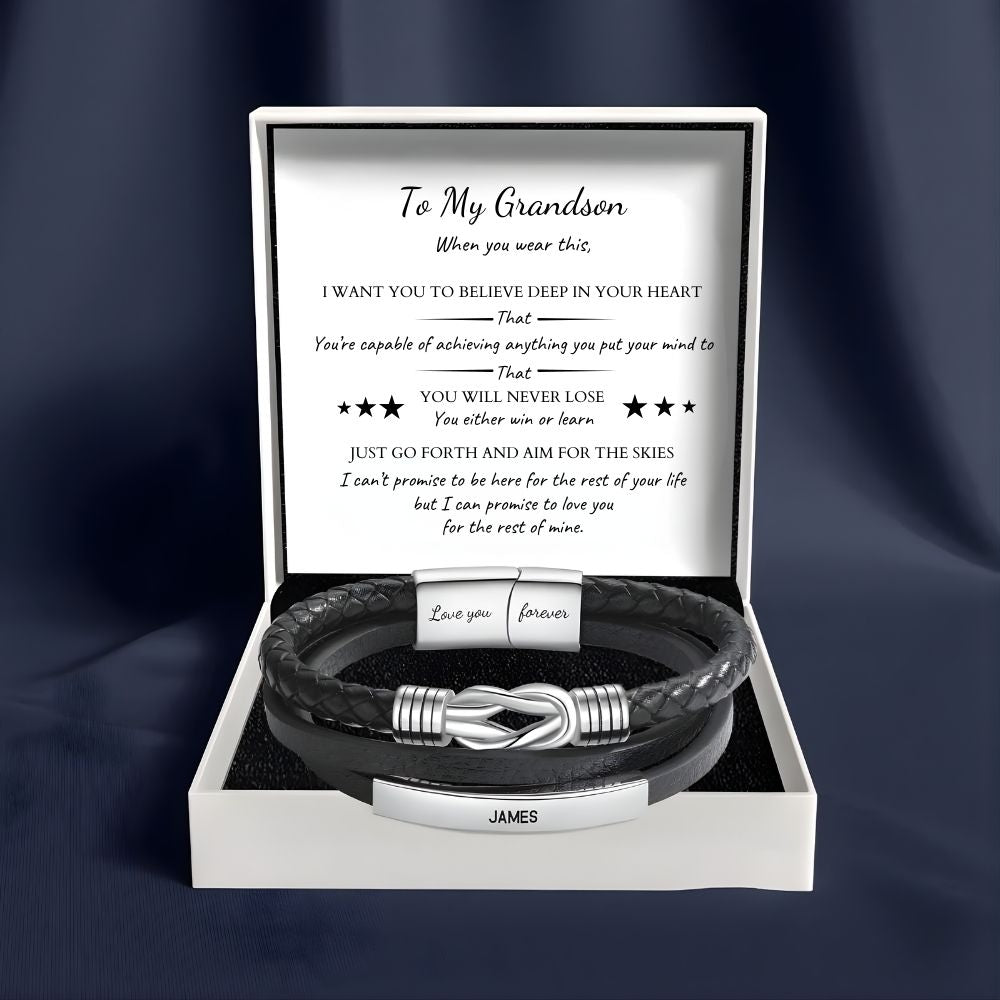 To My Grandson – Infinite Love Personalised Bar Bracelet