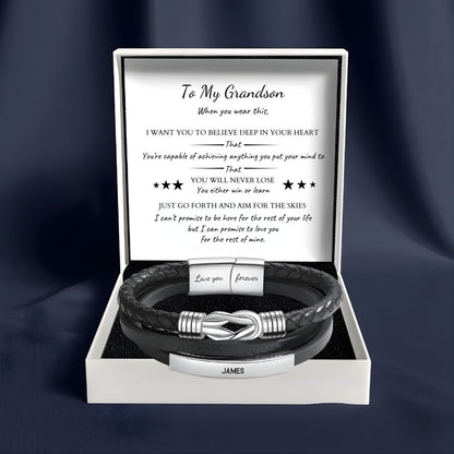 To My Grandson – Infinite Love Personalised Bar Bracelet