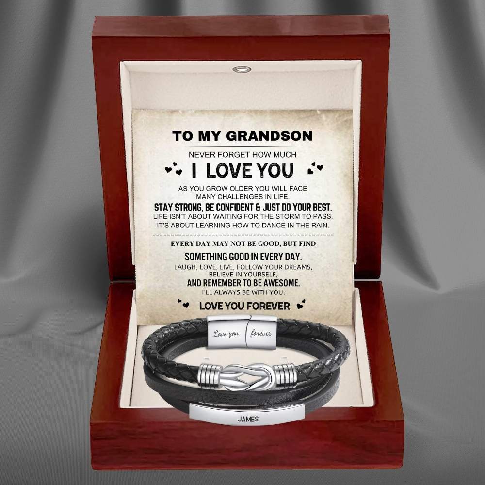 To My Grandson – Infinite Love Personalised Bar Bracelet