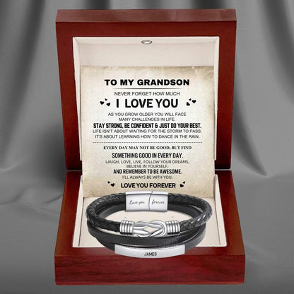 To My Grandson – Infinite Love Personalised Bar Bracelet