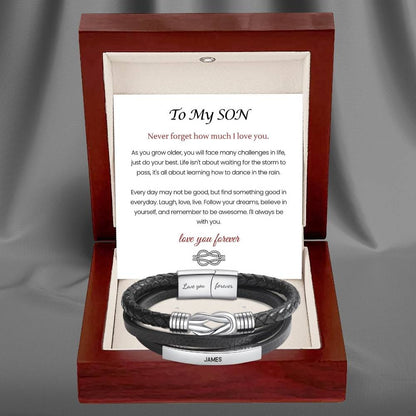 To My Son – Infinite Love Personalised Bar Bracelet