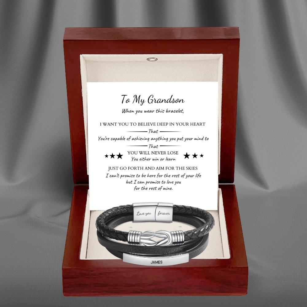 To My Grandson – Infinite Love Personalised Bar Bracelet