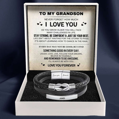 To My Grandson – Infinite Love Personalised Bar Bracelet