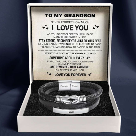 To My Grandson – Infinite Love Personalised Bar Bracelet