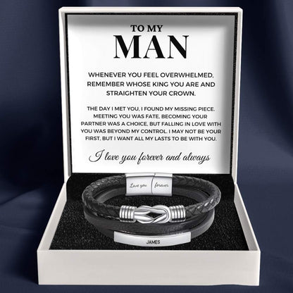 To My Man – Infinite Love Personalised Bar Bracelet