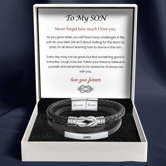To My Son – Infinite Love Personalised Bar Bracelet