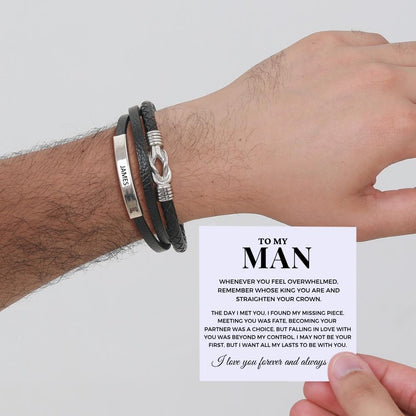 To My Man – Infinite Love Personalised Bar Bracelet