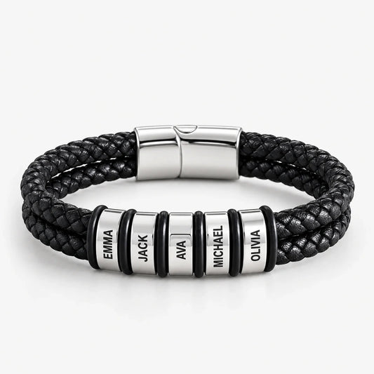 'Family Comes First' Mens Bracelet with Family Names