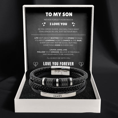 To My Son Forever Together Name Bracelet