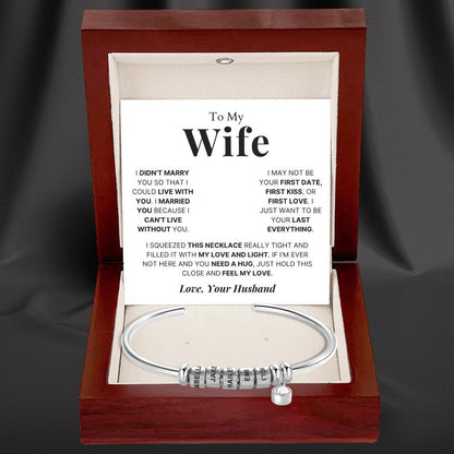 To My Wife - Open Bangle Bracelet with Personalised Name Beads