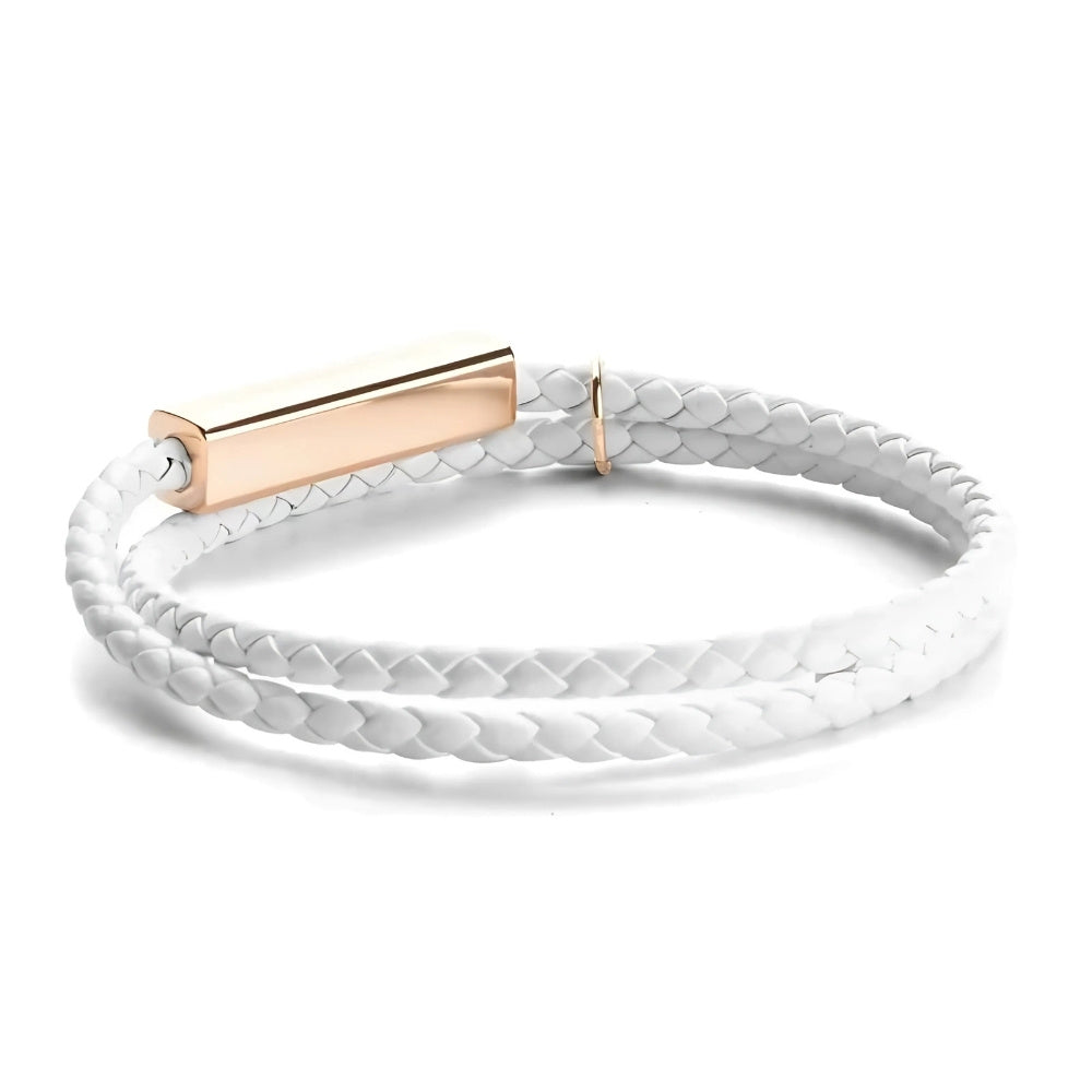 Engraved Leather Bar Bracelet with Initial Charm