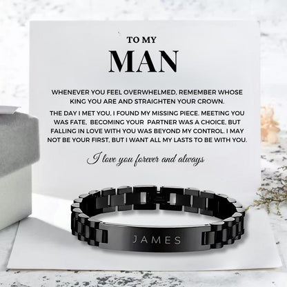 Custom ID Bar Bracelet For My Man
