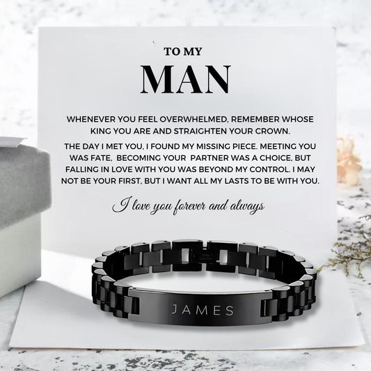 Custom ID Bar Bracelet For My Man