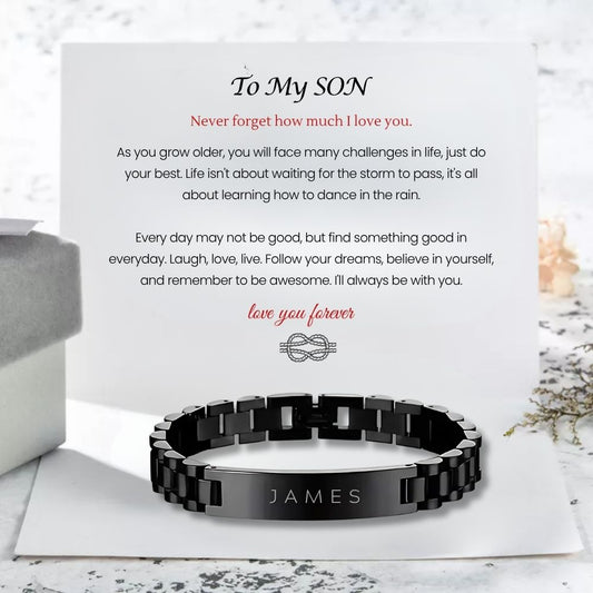 Custom ID Bar Bracelet For Son