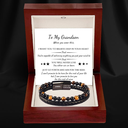 To My Grandson - Tiger Eye Protection Bracelet