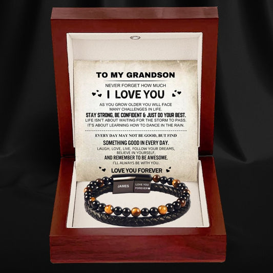 To My Grandson - Tiger Eye Protection Bracelet