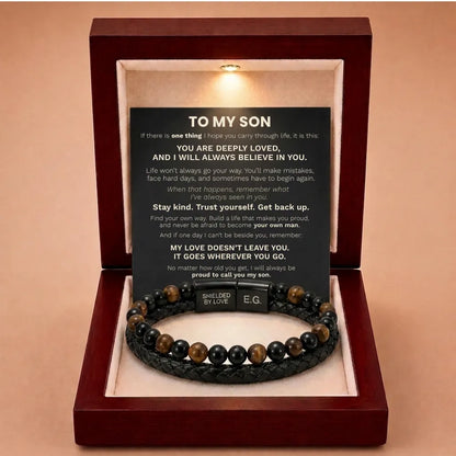 Shielded By Love Protection Bracelet For Son - Proud To Call You My Son