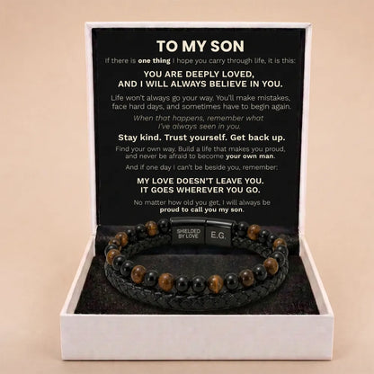 Shielded By Love Protection Bracelet For Son - Proud To Call You My Son