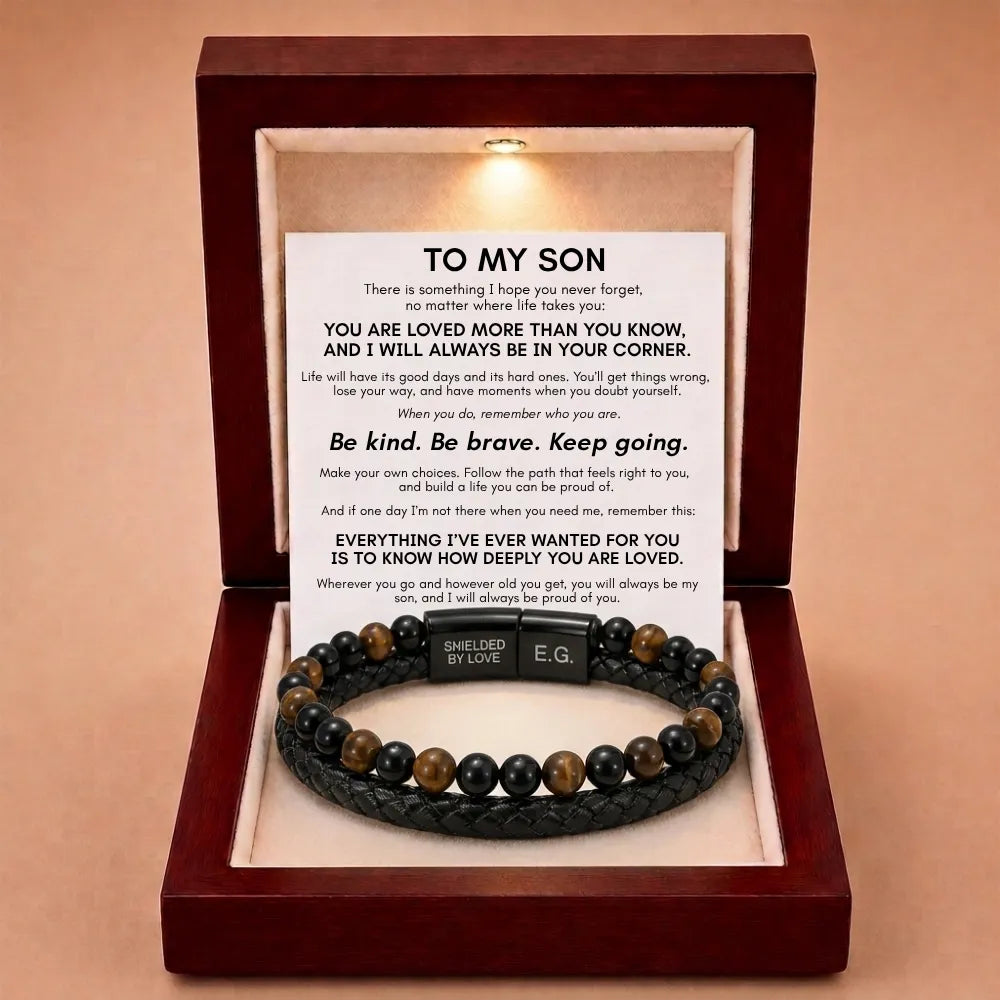 Shielded By Love Protection Bracelet For Son - You're Loved More Than You Know