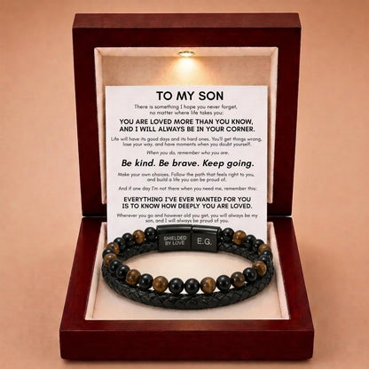 Shielded By Love Protection Bracelet For Son - You're Loved More Than You Know