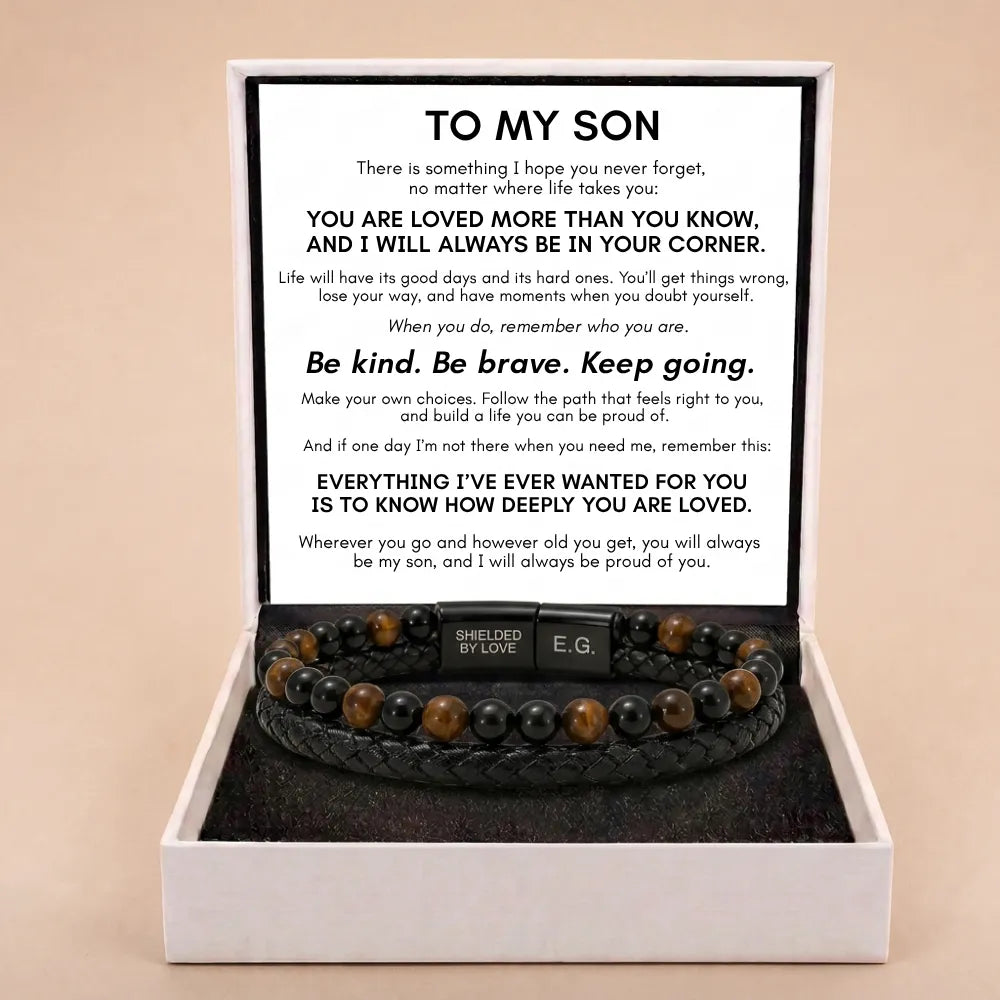 Shielded By Love Protection Bracelet For Son - You're Loved More Than You Know