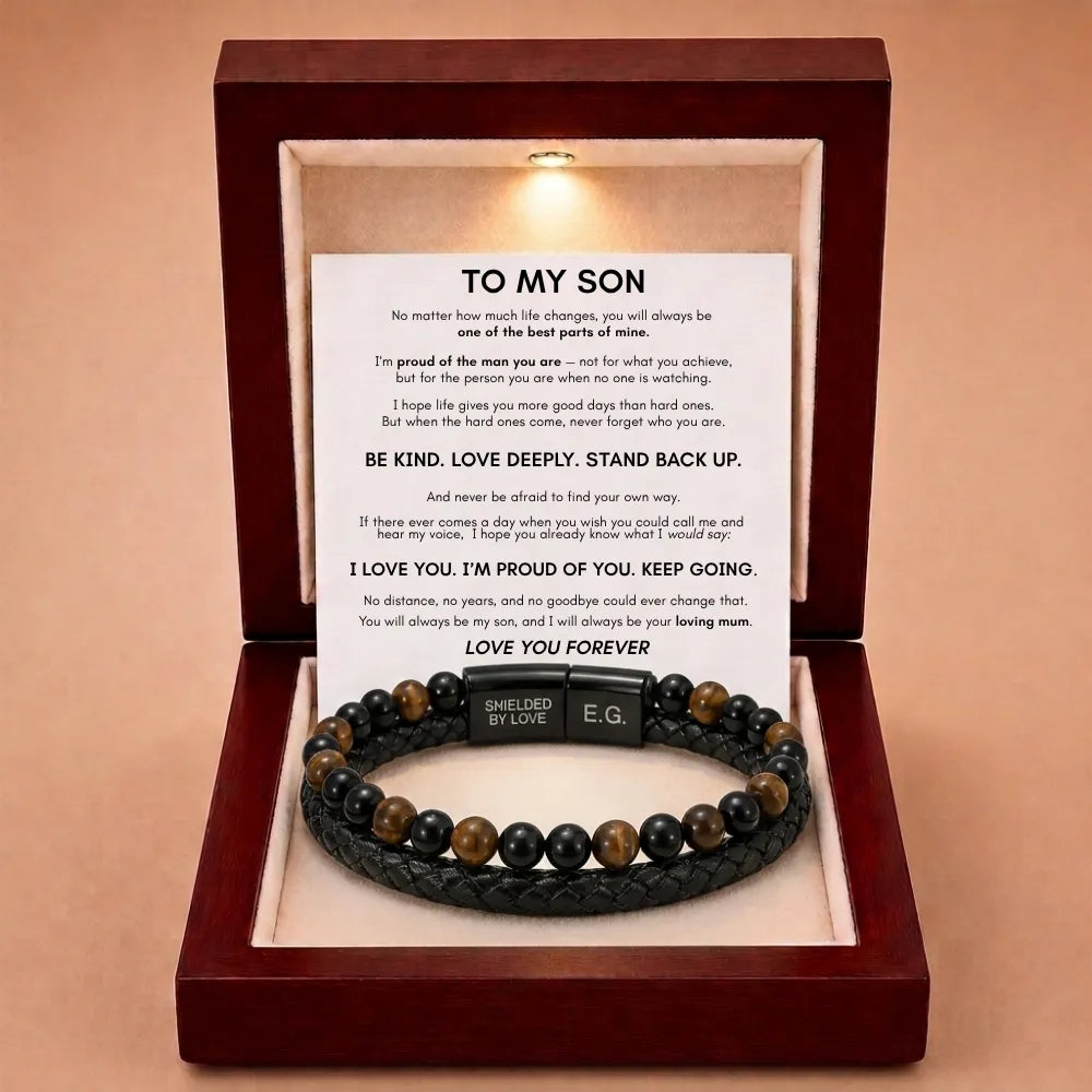 Shielded By Love Protection Bracelet For Son - Proud Of the Man You Are