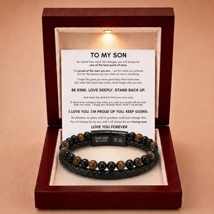 Shielded By Love Protection Bracelet For Son - Proud Of the Man You Are