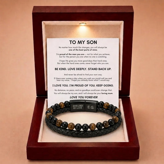Shielded By Love Protection Bracelet For Son - Proud Of the Man You Are