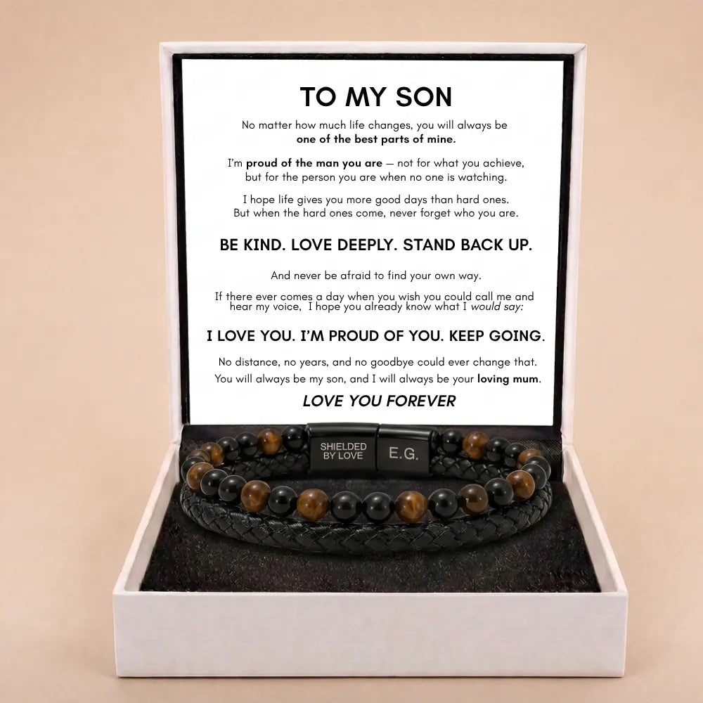 Shielded By Love Protection Bracelet For Son - Proud Of the Man You Are