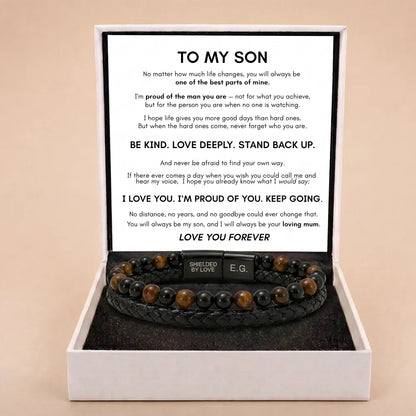 Shielded By Love Protection Bracelet For Son - Proud Of the Man You Are