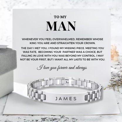 Custom ID Bar Bracelet For My Man