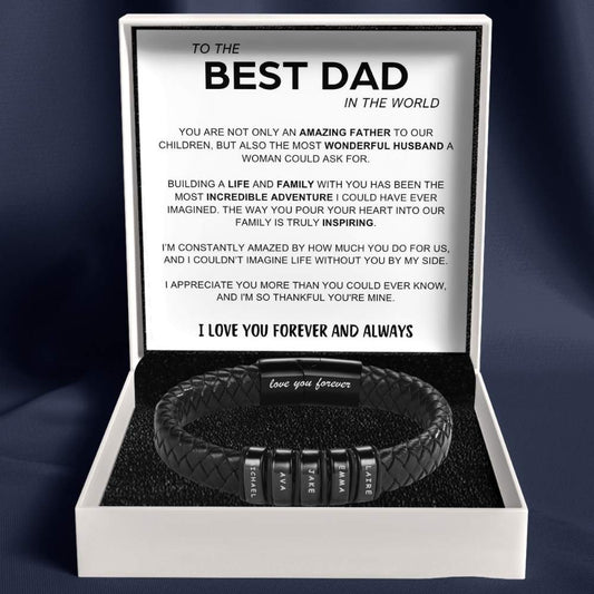 Best Dad In The World – Inner Circle Classic Bracelet with Engraved Name Beads