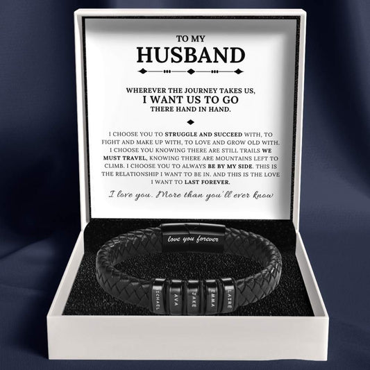 To My Husband – Inner Circle Classic Bracelet with Engraved Name Beads