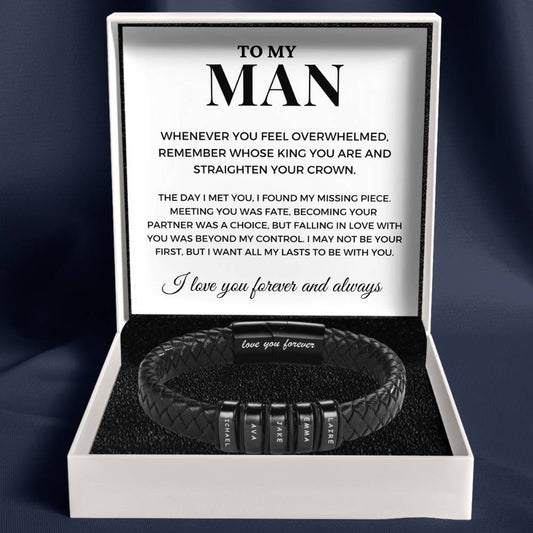 To My Man – Inner Circle Classic Bracelet with Engraved Name Beads